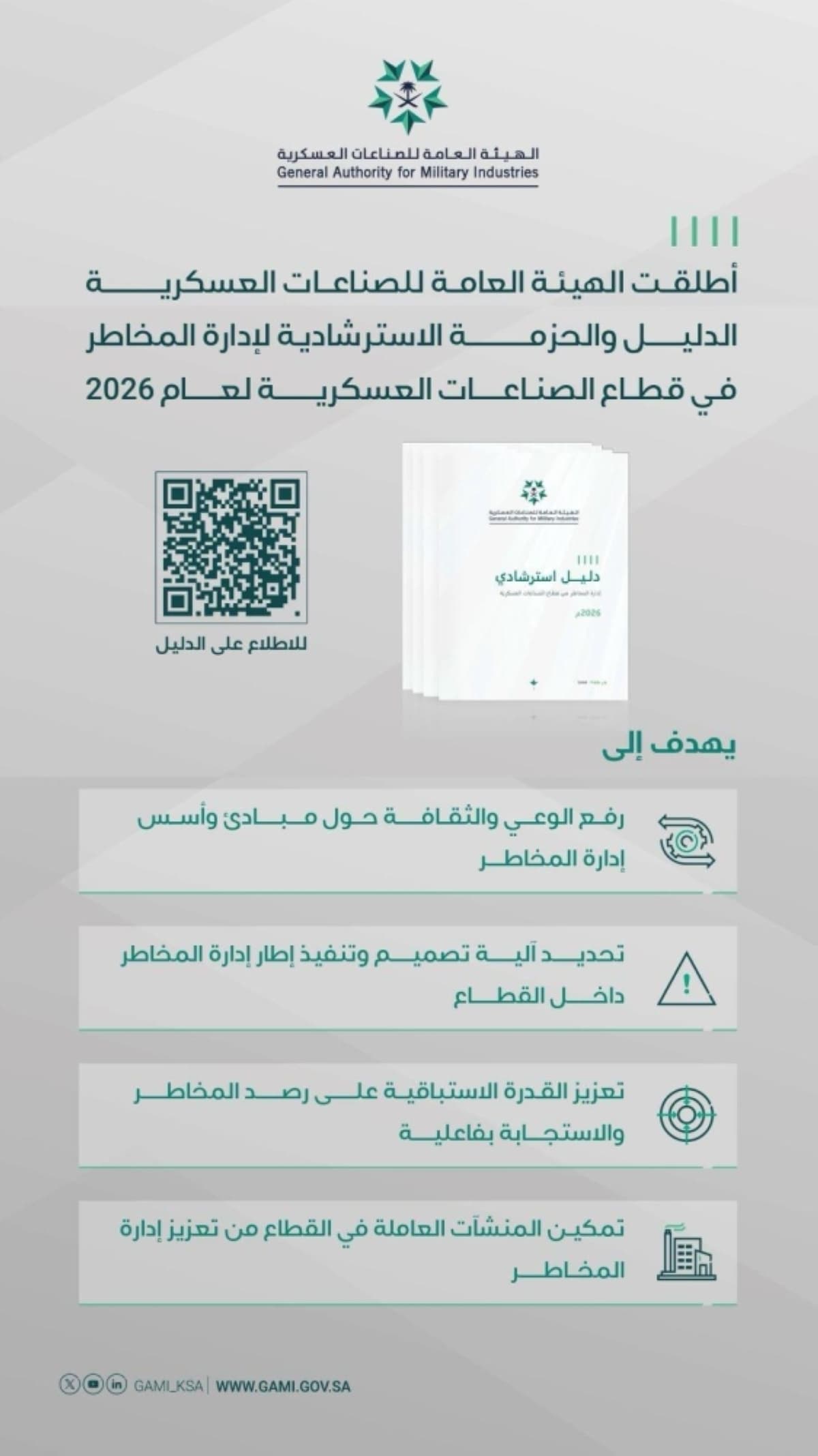 إطلاق الدليل والحزمة الاسترشادية لإدارة المخاطر في قطاع الصناعات العسكرية
